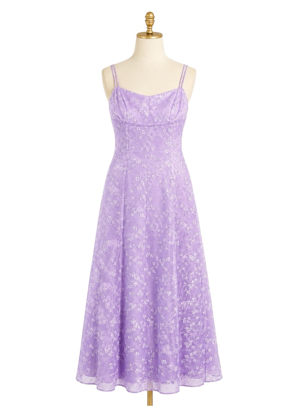 VTG Y2K Lavender Ombré Velvet Floral Fairy Sheer Maxi Dress Prom Formal Size 3/4